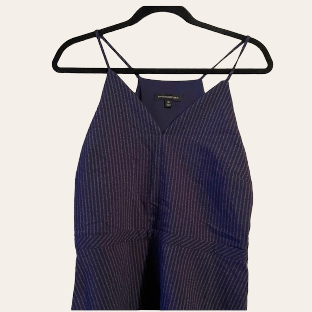 Banana Republic Navy Blue Pinstripe Peplum Camisole Tank Top